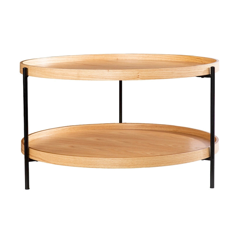 Table basse Vaquero à deux niveaux en bois, de style moderne du milieu du siècle
