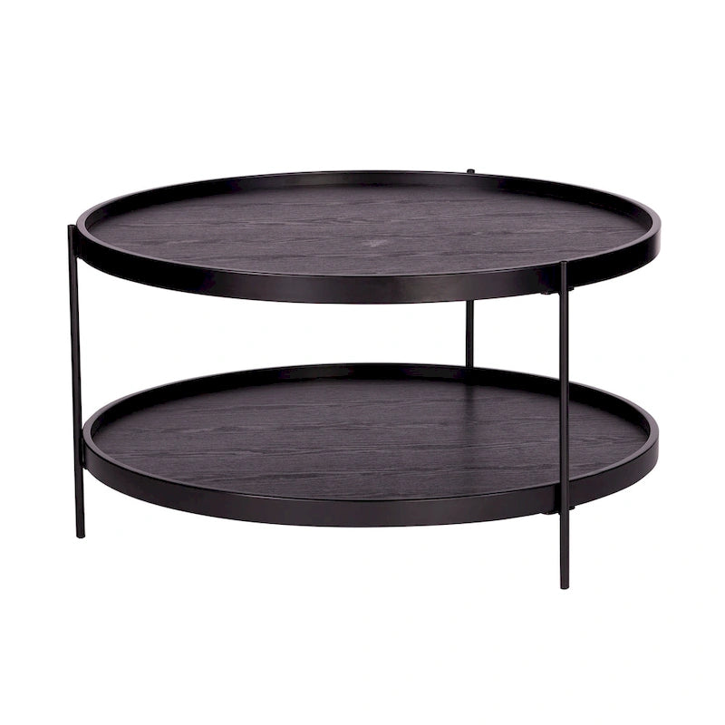 Table basse Vaquero à deux niveaux en bois, de style moderne du milieu du siècle