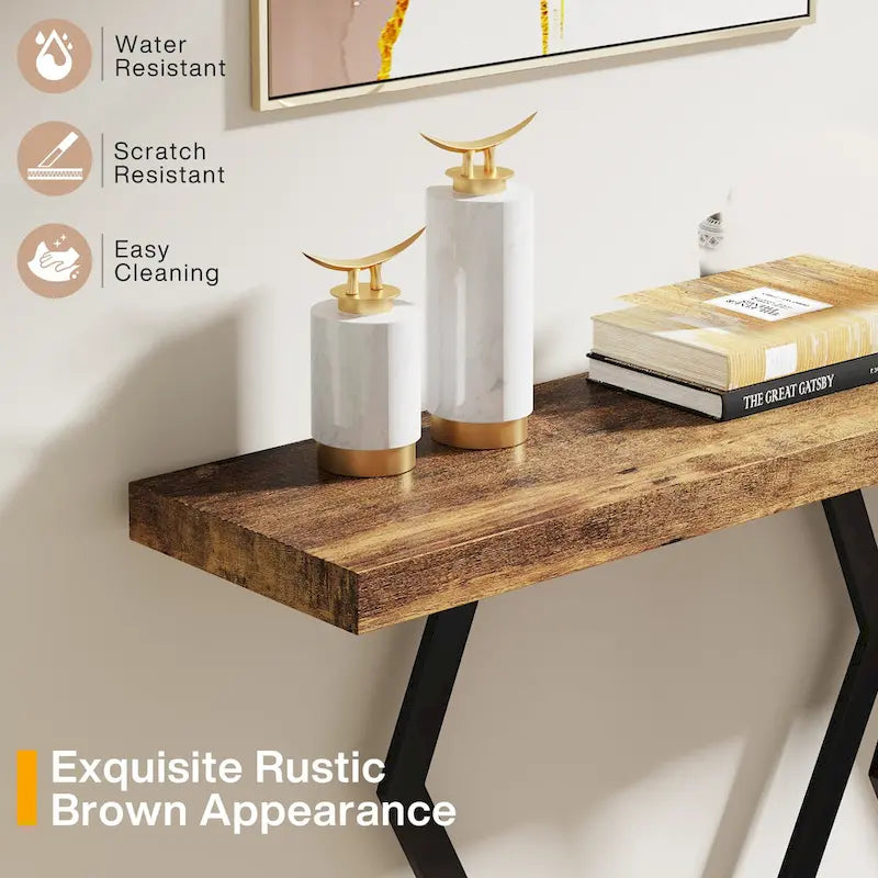 Table console longue de 70,9 pouces pour entrée, tables d'appoint de couloir modernes avec pieds en métal élégants