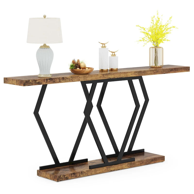 Table console longue de 70,9 pouces pour entrée, tables d'appoint de couloir modernes avec pieds en métal élégants
