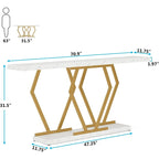 Table console longue de 70,9 pouces pour entrée, tables d'appoint de couloir modernes avec pieds en métal élégants