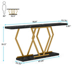 Table console longue de 70,9 pouces pour entrée, tables d'appoint de couloir modernes avec pieds en métal élégants