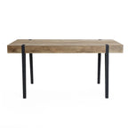 Table de salle à manger pour 6 personnes en bois manufacturé finition chêne avec pieds en métal noir - 30 H x 63 L x 35.5 P