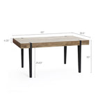 Table de salle à manger pour 6 personnes en bois manufacturé finition chêne avec pieds en métal noir - 30 H x 63 L x 35.5 P