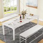 Table à manger rectangulaire industrielle de 200 cm avec pieds en métal robustes (Table seule)