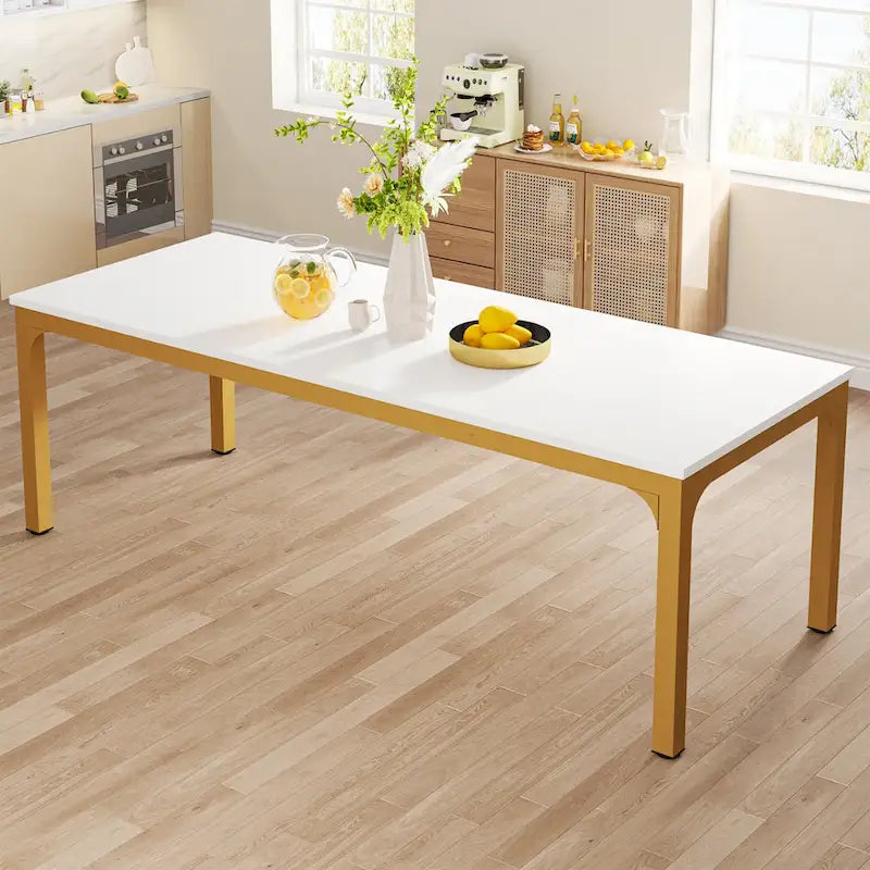 Table à manger rectangulaire industrielle de 200 cm avec pieds en métal robustes (Table seule)
