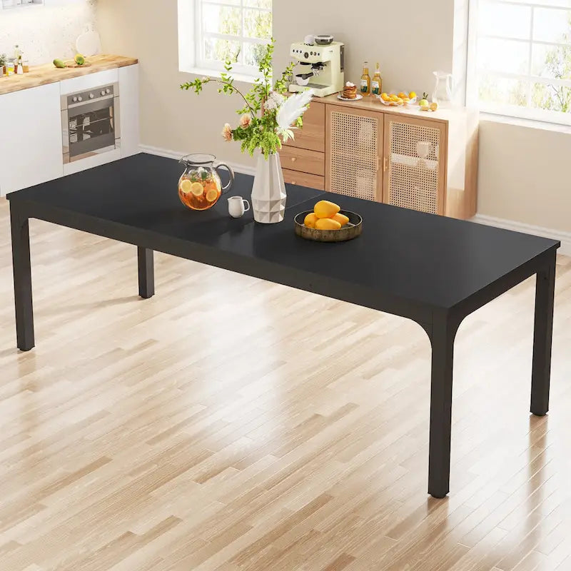 Table à manger rectangulaire industrielle de 200 cm avec pieds en métal robustes (Table seule)
