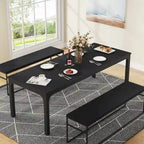 Table à manger rectangulaire industrielle de 200 cm avec pieds en métal robustes (Table seule)