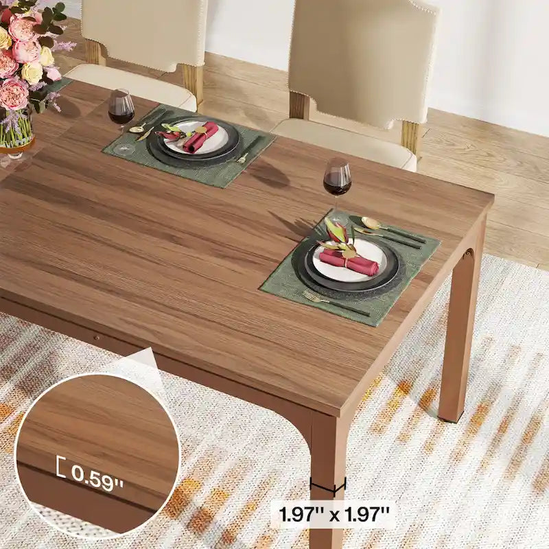 Table à manger rectangulaire industrielle de 200 cm avec pieds en métal robustes (Table seule)