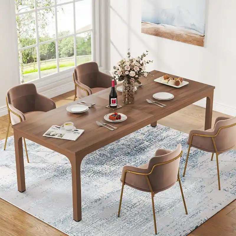 Table à manger rectangulaire industrielle de 200 cm avec pieds en métal robustes (Table seule)
