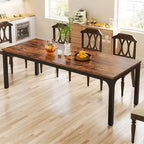 Table à manger rectangulaire industrielle de 200 cm avec pieds en métal robustes (Table seule)
