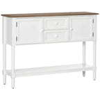 Console avec tiroirs, table d'entrée vintage avec 2 tiroirs, placards et étagère inférieure, blanc
