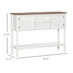 Console avec tiroirs, table d'entrée vintage avec 2 tiroirs, placards et étagère inférieure, blanc
