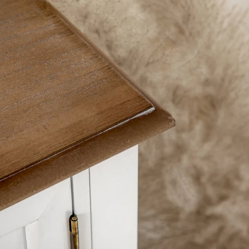 Console avec tiroirs, table d'entrée vintage avec 2 tiroirs, placards et étagère inférieure, blanc