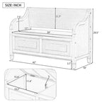 Banc de rangement multifonctionnel en bois massif, style rustique, pour entrée, 42 po