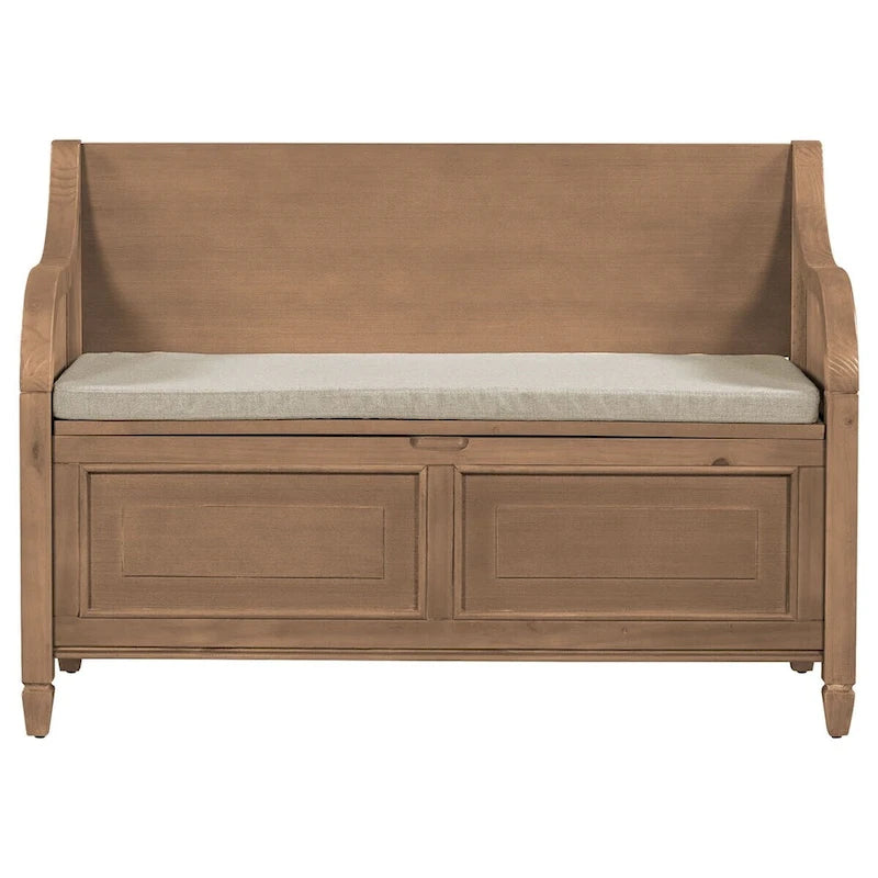 Banc de rangement multifonctionnel en bois massif, style rustique, pour entrée, 42 po