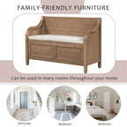 Banc de rangement multifonctionnel en bois massif, style rustique, pour entrée, 42 po