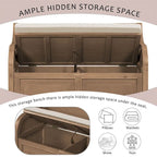 Banc de rangement multifonctionnel en bois massif, style rustique, pour entrée, 42 po
