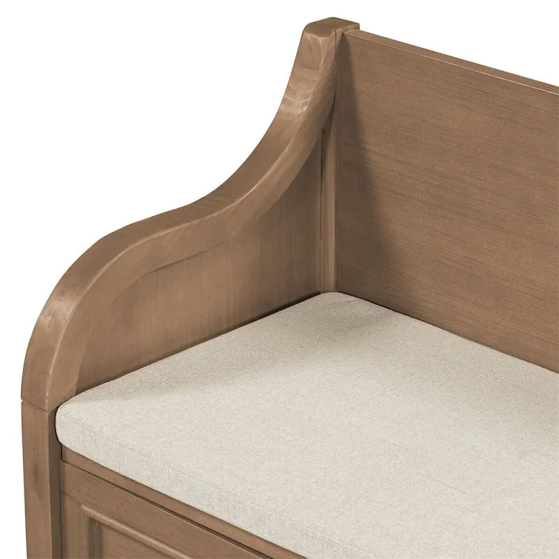 Banc de rangement multifonctionnel en bois massif, style rustique, pour entrée, 42 po