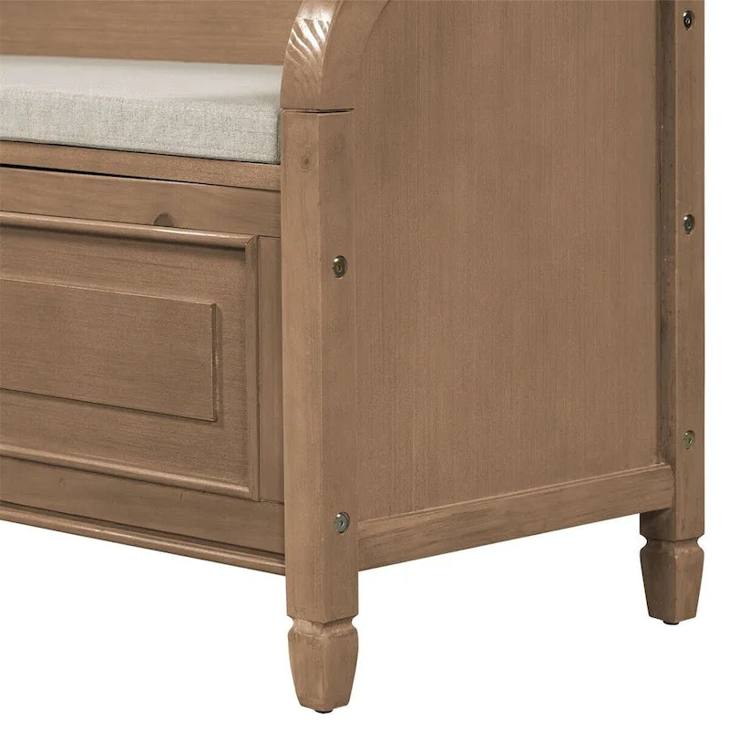 Banc de rangement multifonctionnel en bois massif, style rustique, pour entrée, 42 po