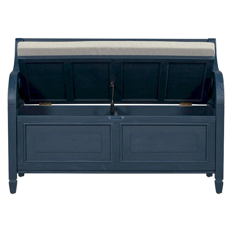 Banc de rangement multifonctionnel en bois massif, style rustique, pour entrée, 42 po