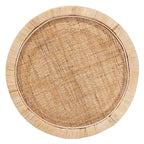 Table d'appoint Bella bohémienne moderne en bois d'acajou brun naturel et rotin naturel à 2 niveaux