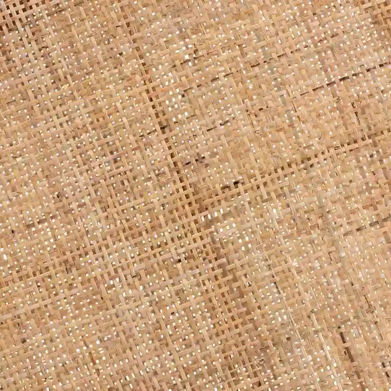 Table d'appoint Bella bohémienne moderne en bois d'acajou brun naturel et rotin naturel à 2 niveaux