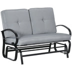 Banc à Bascule d'Extérieur, Causeuse Balancelle 2 Places avec Coussins capitonnés, Cadre en Acier pour Véranda, Jardin, Cour Arrière, Gris