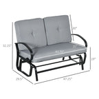 Banc à Bascule d'Extérieur, Causeuse Balancelle 2 Places avec Coussins capitonnés, Cadre en Acier pour Véranda, Jardin, Cour Arrière, Gris