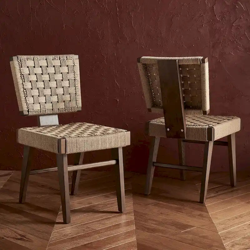 Chaise de salle à manger tressée Justice (lot de 2) - 48,26 cm L x 60,96 cm P x 88,9 cm H - 48,26L x 60,96P x 88,9H