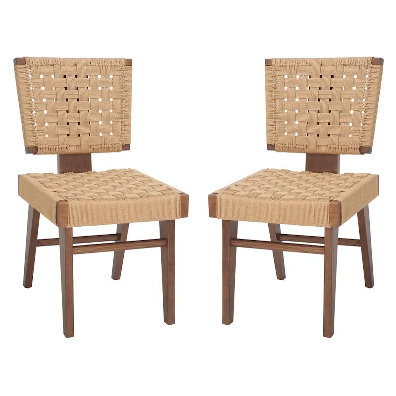 Chaise de salle à manger tressée Justice (lot de 2) - 48,26 cm L x 60,96 cm P x 88,9 cm H - 48,26L x 60,96P x 88,9H