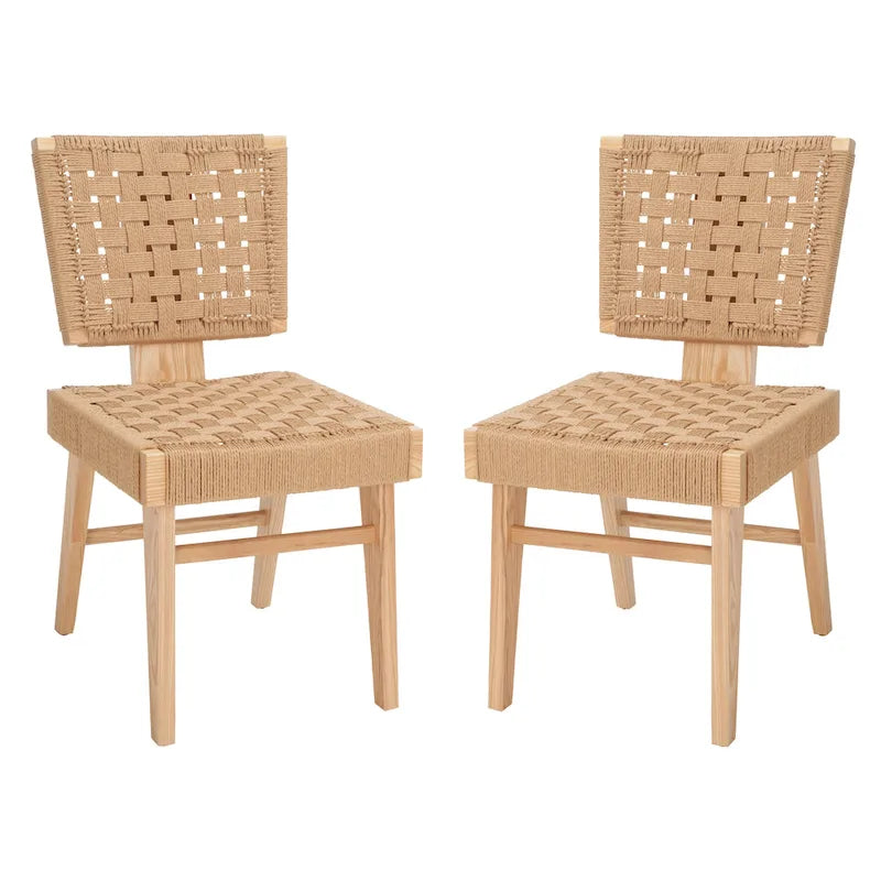 Chaise de salle à manger tressée Justice (lot de 2) - 48,26 cm L x 60,96 cm P x 88,9 cm H - 48,26L x 60,96P x 88,9H