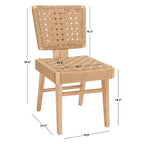 Chaise de salle à manger tressée Justice (lot de 2) - 48,26 cm L x 60,96 cm P x 88,9 cm H - 48,26L x 60,96P x 88,9H