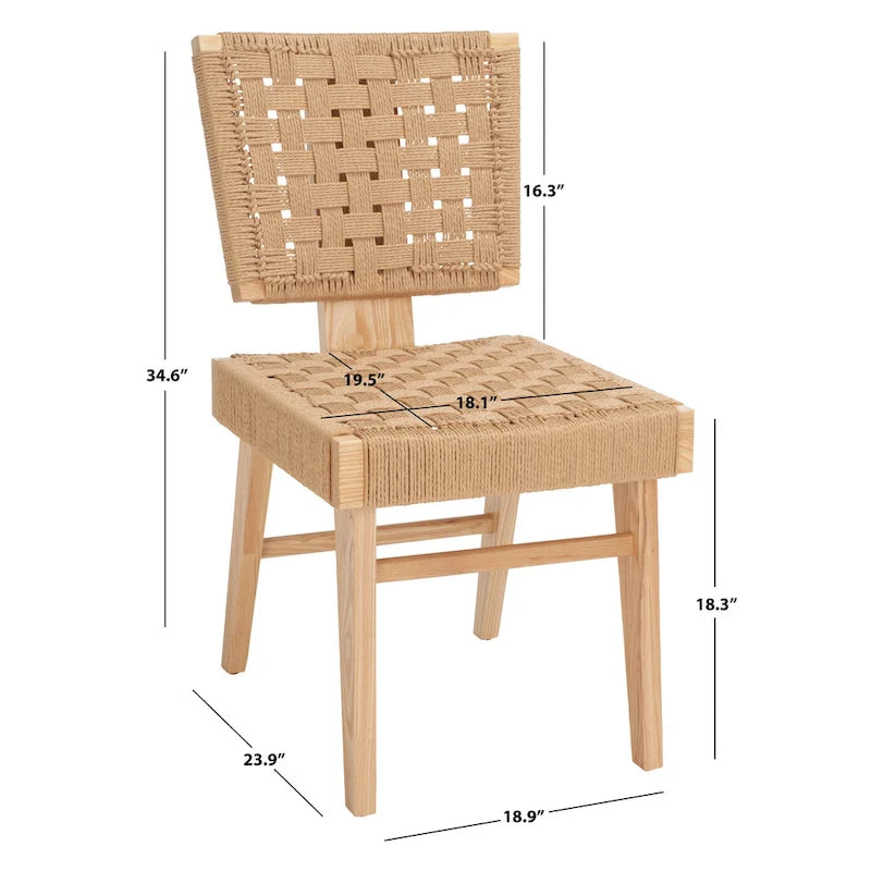 Chaise de salle à manger tressée Justice (lot de 2) - 48,26 cm L x 60,96 cm P x 88,9 cm H - 48,26L x 60,96P x 88,9H
