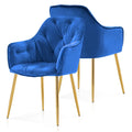 Lot de 2 chaises de salle à manger capitonnées, chaise d'appoint avec pieds plaqués or massif