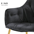 Lot de 2 chaises de salle à manger capitonnées, chaise d'appoint avec pieds plaqués or massif
