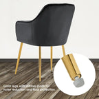 Lot de 2 chaises de salle à manger capitonnées, chaise d'appoint avec pieds plaqués or massif