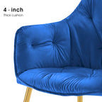 Lot de 2 chaises de salle à manger capitonnées, chaise d'appoint avec pieds plaqués or massif