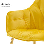 Lot de 2 chaises de salle à manger capitonnées, chaise d'appoint avec pieds plaqués or massif