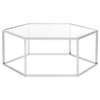 Table basse hexagonale Kaycee en verre et chrome - 36.2 x 31.5 x 13.8 - 36Lx32Px14H