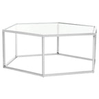 Table basse hexagonale Kaycee en verre et chrome - 36.2 x 31.5 x 13.8 - 36Lx32Px14H