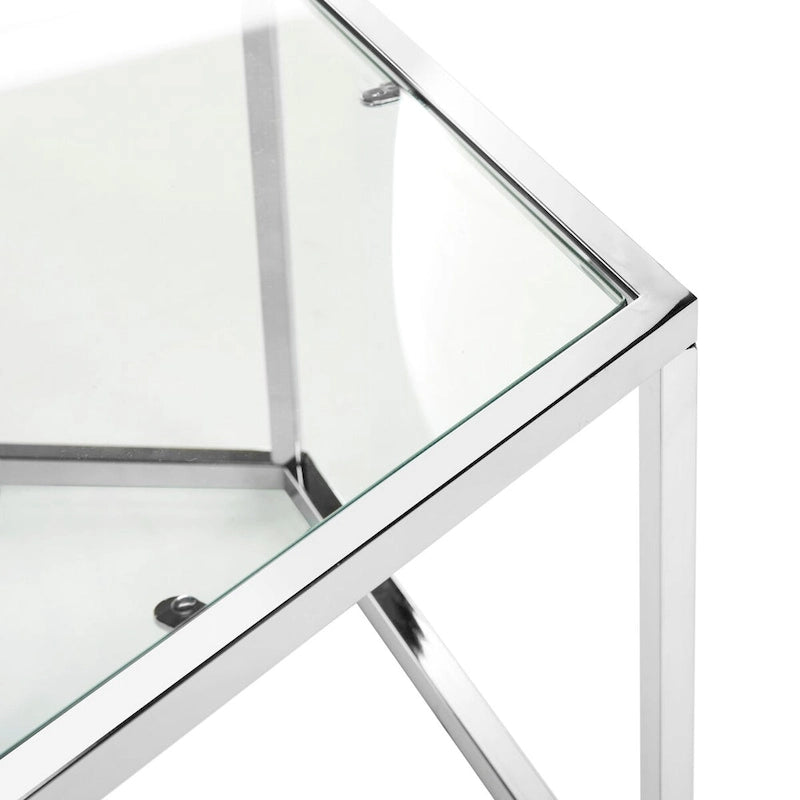 Table basse hexagonale Kaycee en verre et chrome - 36.2 x 31.5 x 13.8 - 36Lx32Px14H