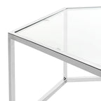 Table basse hexagonale Kaycee en verre et chrome - 36.2 x 31.5 x 13.8 - 36Lx32Px14H