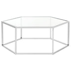 Table basse hexagonale Kaycee en verre et chrome - 36.2 x 31.5 x 13.8 - 36Lx32Px14H
