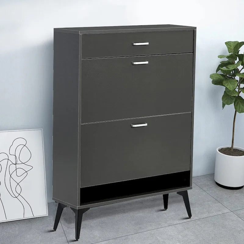 Meuble de rangement à chaussures en bois au design minimaliste, pour utilisation dans un couloir d'entrée