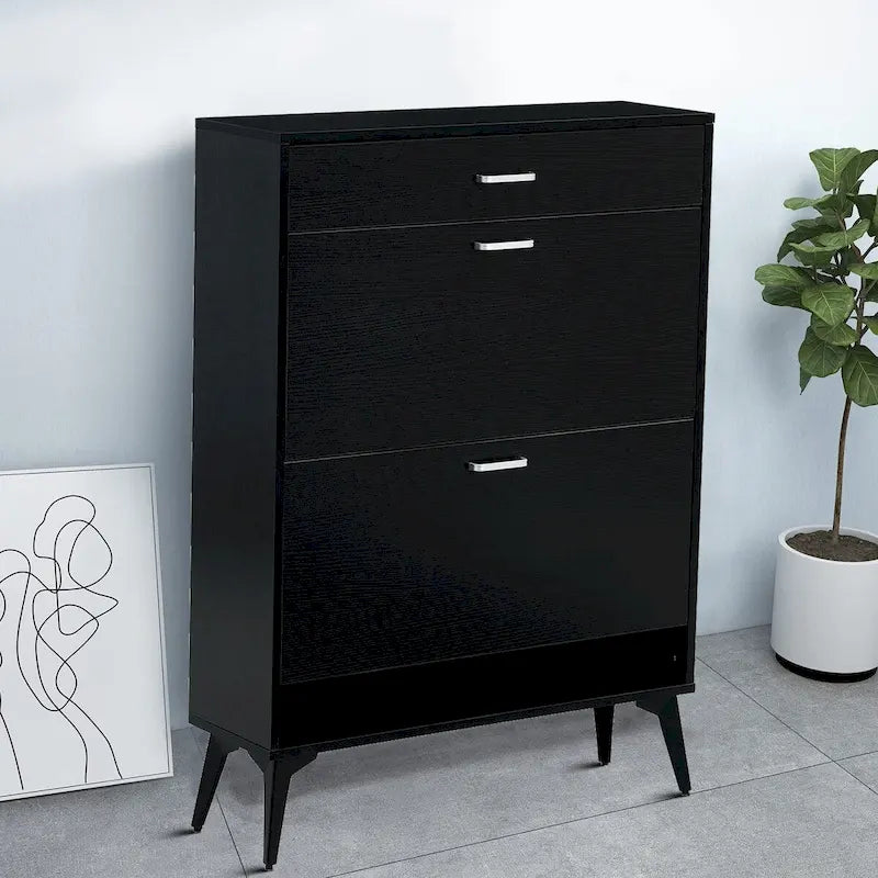 Meuble de rangement à chaussures en bois au design minimaliste, pour utilisation dans un couloir d'entrée