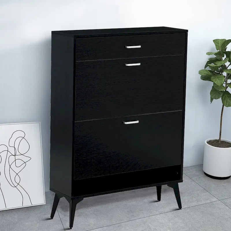 Meuble de rangement à chaussures en bois au design minimaliste, pour utilisation dans un couloir d'entrée