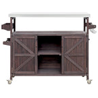 Chariot de cuisine d'extérieur îlot de ferme en bois massif de 127,6 cm avec plateau en acier inoxydable