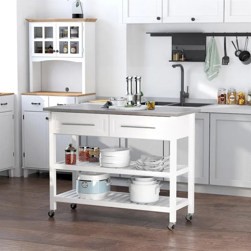 Kitchen Island with Stainless Steel Top