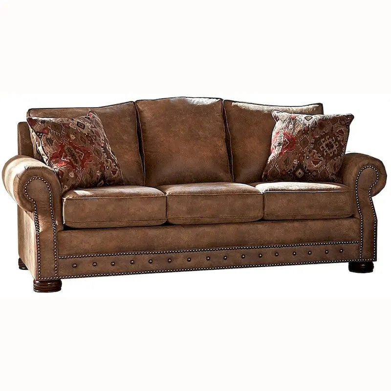 Canapé-lit, causeuse et fauteuil 3 pièces en tissu suédine Rancho Rustic Brown